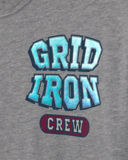 Boys 'Grid Iron Crew' Graphic Tee - Grey