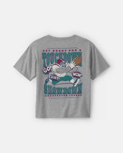 Boys 'Grid Iron Crew' Graphic Tee - Grey