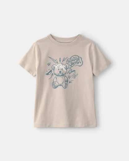 Girls Bear Graphic Tee - Cream