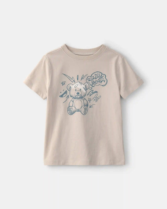 Girls Bear Graphic Tee - Cream