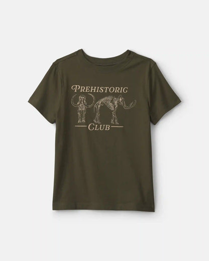 Boys 'Prehistoric Club' Graphic Tee - Olive Green