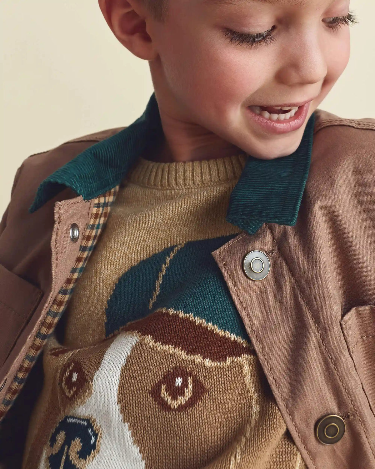 Boys Dog Sweater - Brown