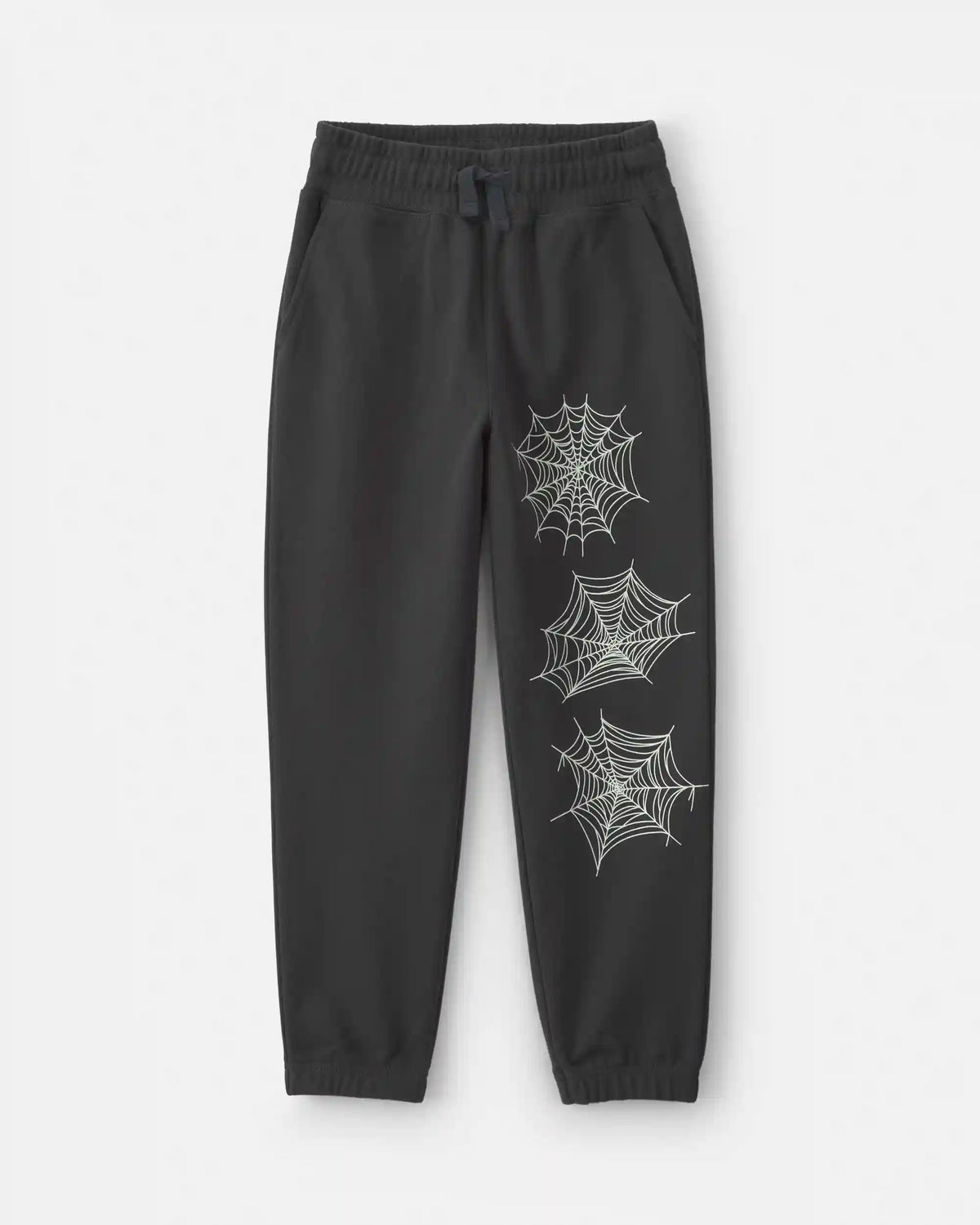 Boys Spider Web Halloween French Terry Joggers - Black