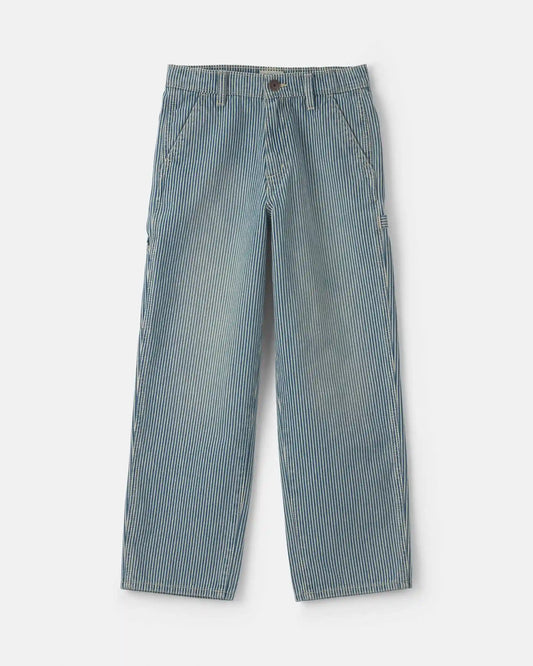 Boys Hickory Stripe Denim Baggy Jeans - Light Wash