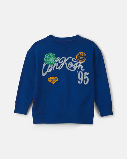 Boys 'OshKosh' Logo Pullover Sweatshirt - Navy Blue