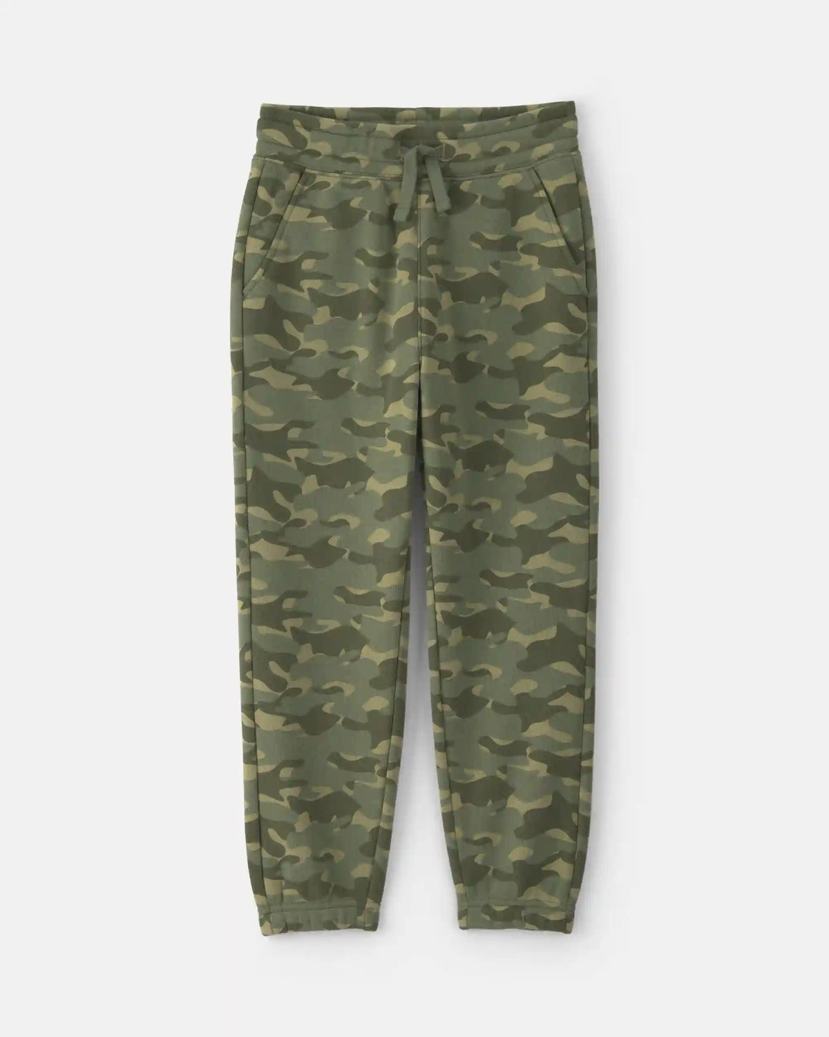 Boys Camo Fleece Joggers - Olive Green