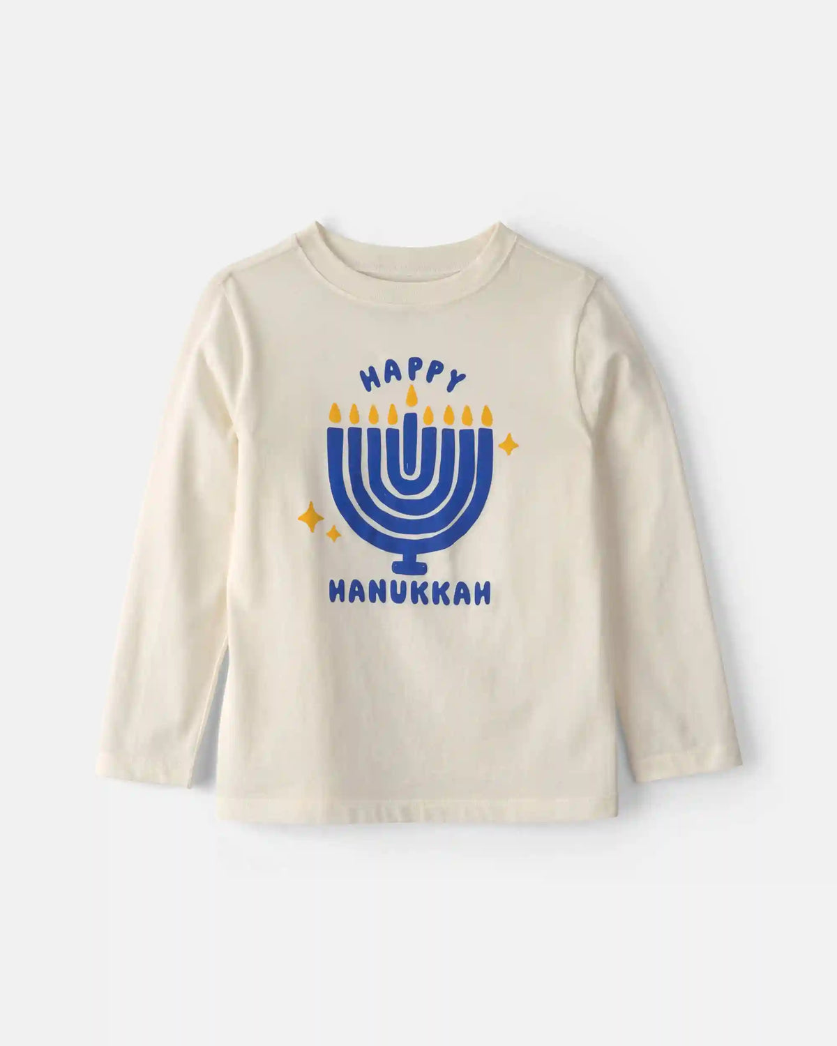 Kids 'Happy Hanukkah' Menorah Long-Sleeve Graphic Tee - Cream