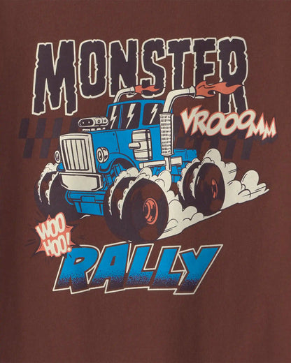 Boys 'Monster Truck Rally' Long-Sleeve Graphic Tee - Brown