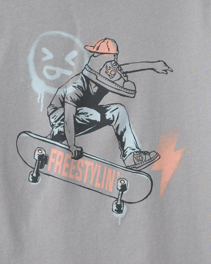 Boys Skateboarder Long-Sleeve Graphic Tee - Grey