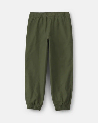 Boys Twill Joggers - Olive Green