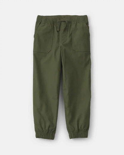 Boys Twill Joggers - Olive Green