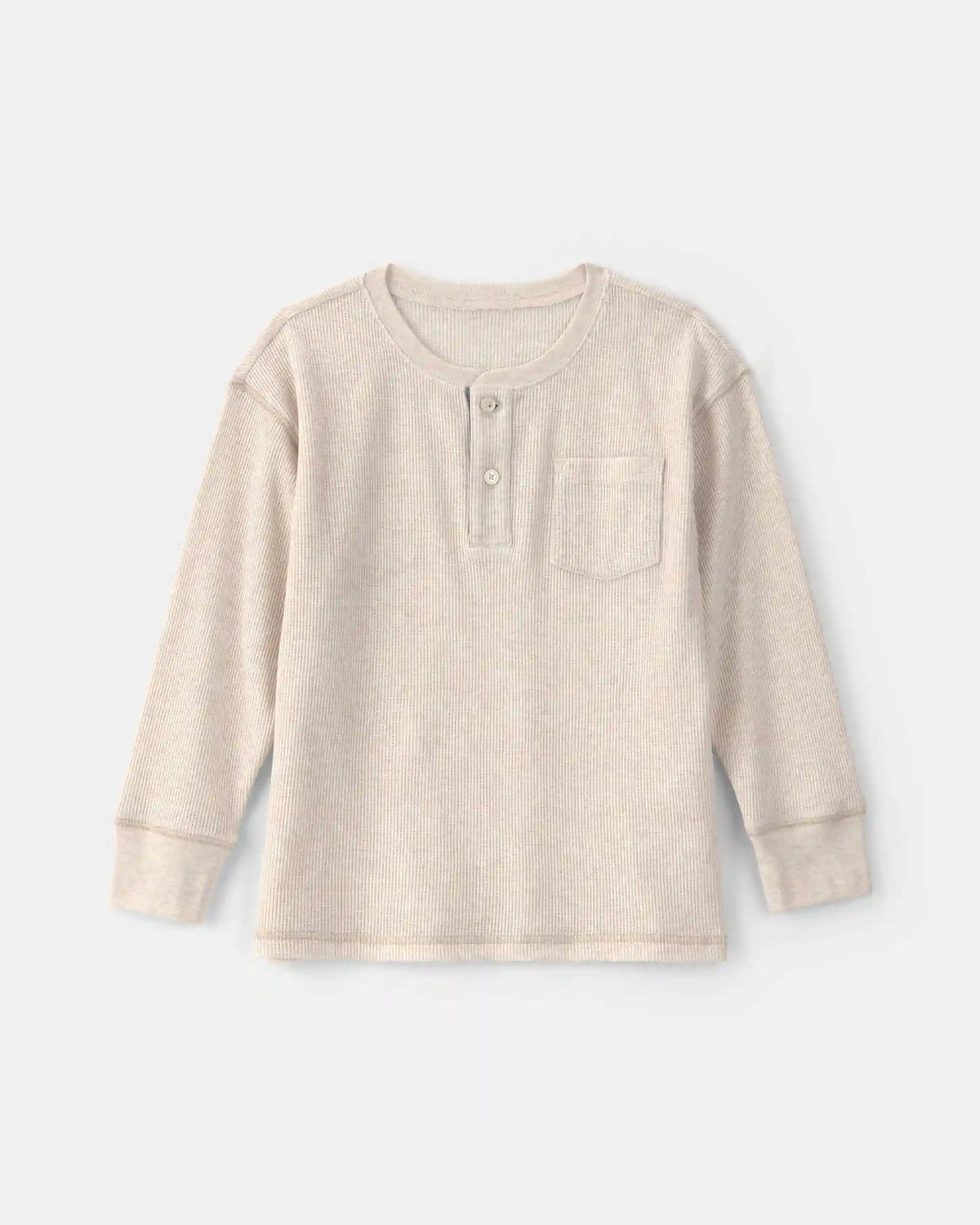 Boys Thermal Long-Sleeve Henley T-Shirt - Cream