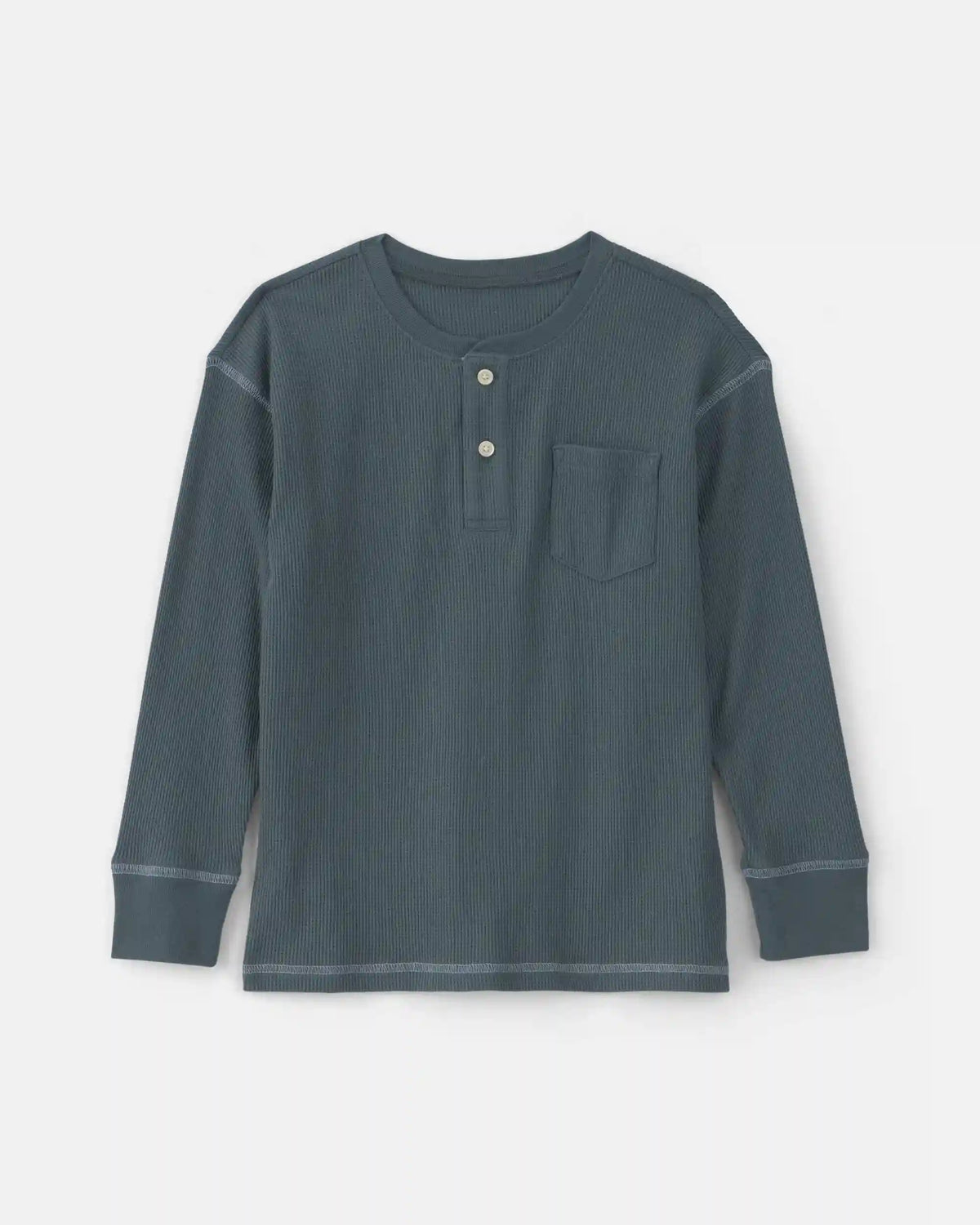 Boys Thermal Long-Sleeve Henley T-Shirt - Teal