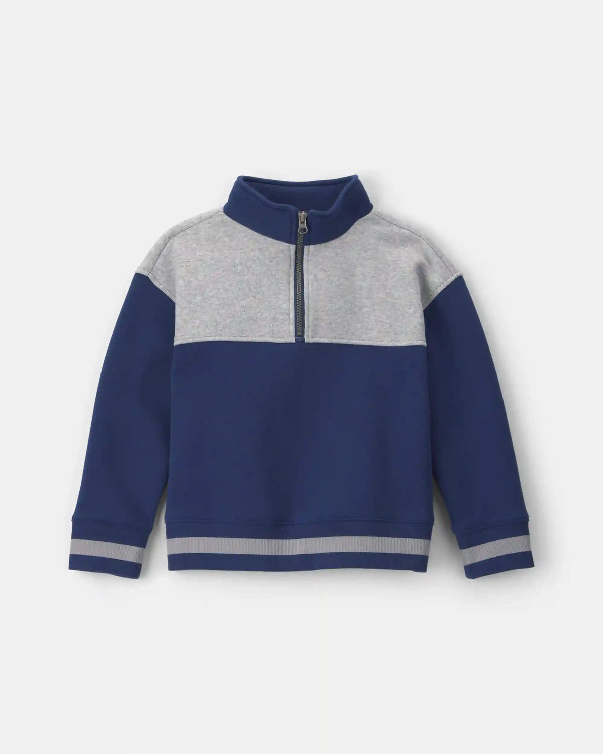 Boys Color Block Fleece Quarterzip Pullover Sweatshirt - Navy Blue/Grey