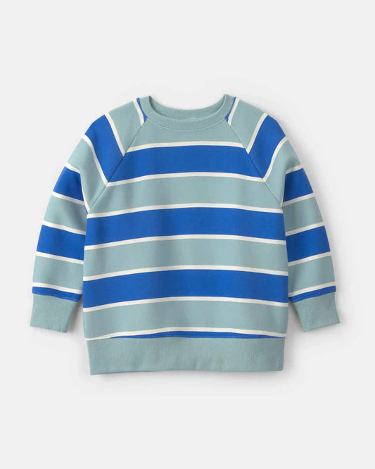 Boys Striped Fleece Pullover Sweatshirt - Blue