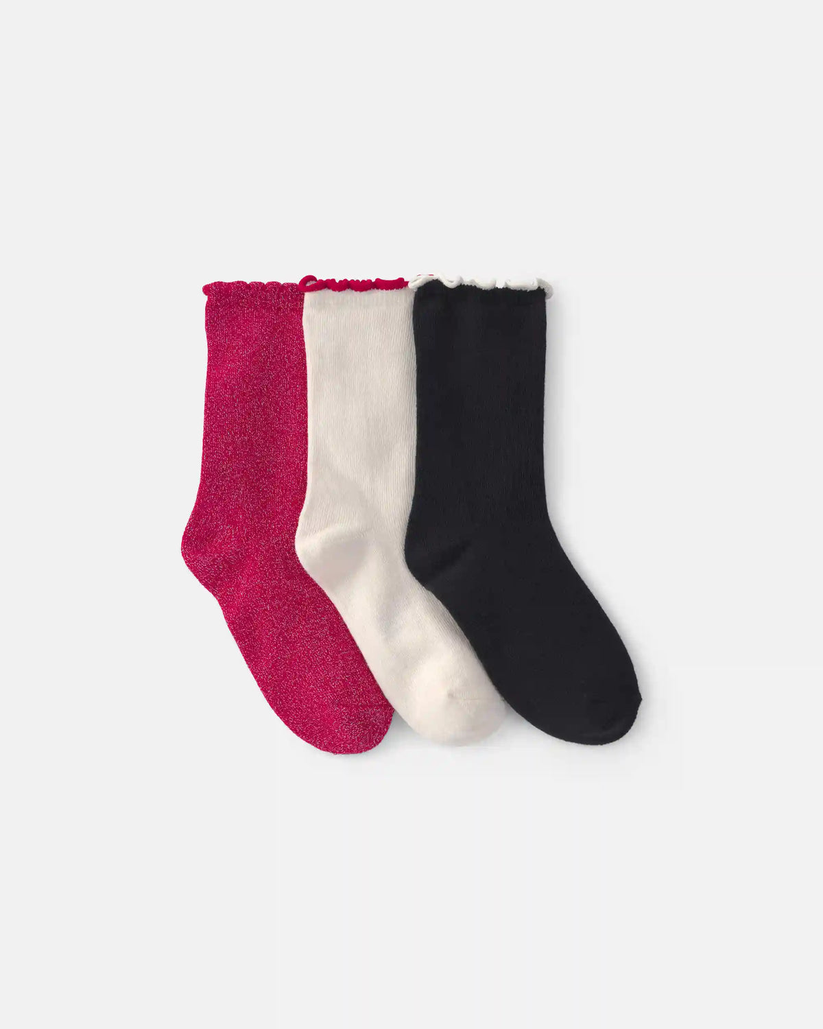 Girls 3-Pack Christmas Socks - Red/White/Black