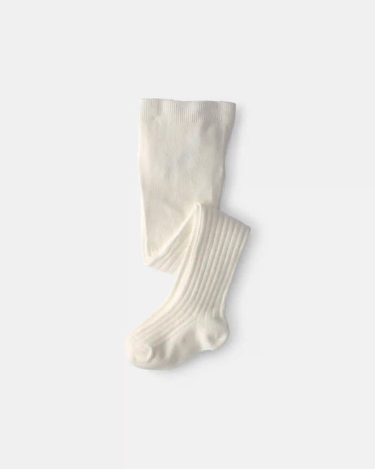 Girls Ribbed Tights - Ivory