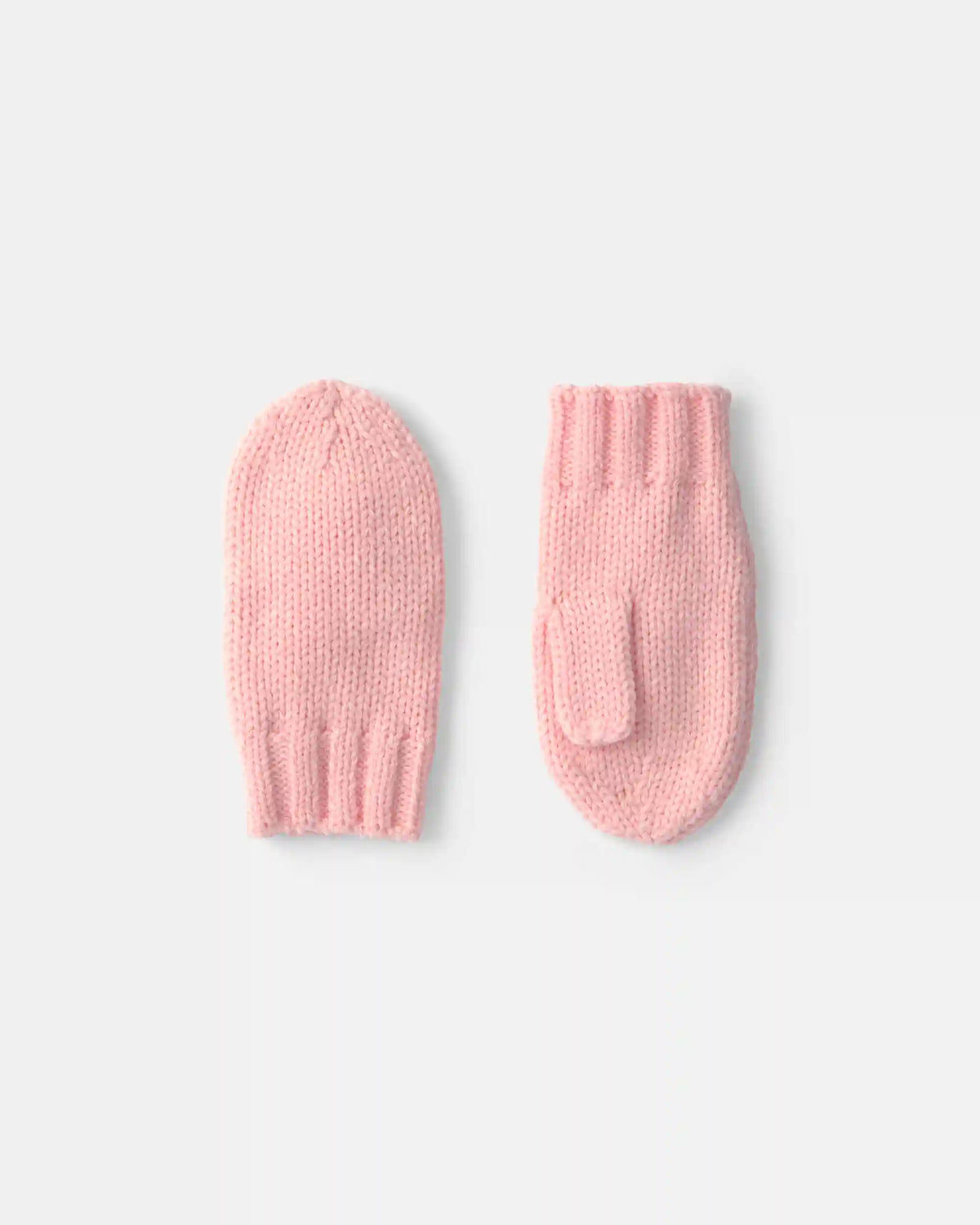Girls Ribbed Mittens - Light Pink