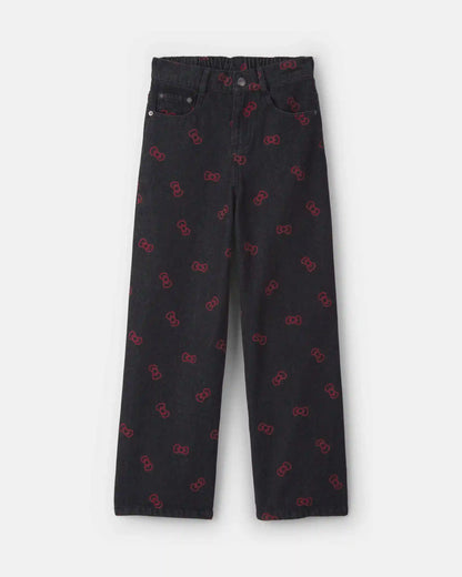 Girls Hello Kitty® Bow Baggy Jeans - Black/Red