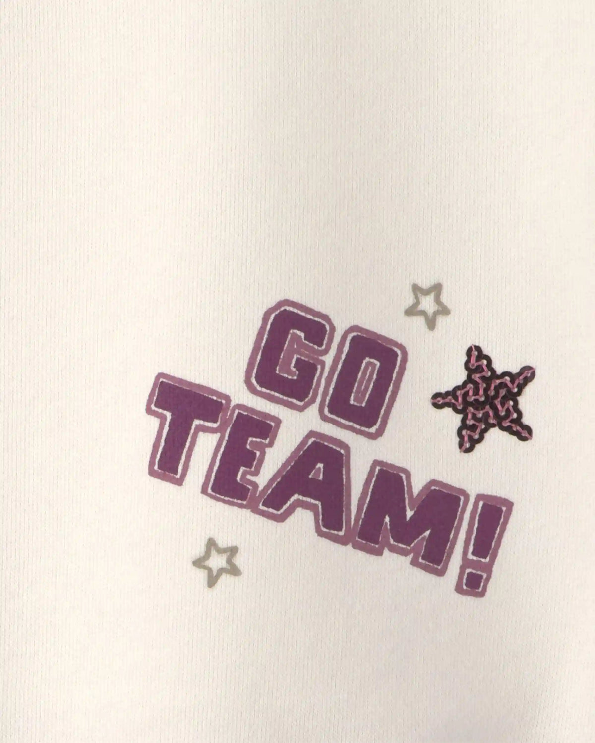 Girls 'Go Team' Varsity French Terry Top - Cream