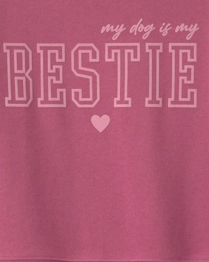 Girls 'Bestie' French Terry Top - Pink