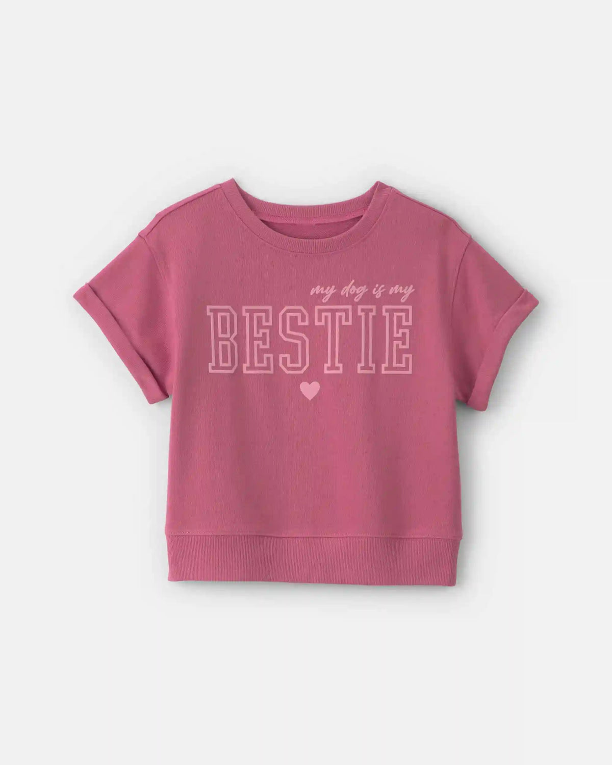 Girls 'Bestie' French Terry Top - Pink