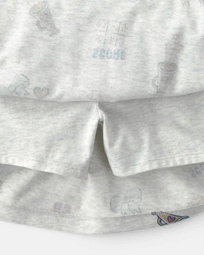 Girls 'Go Team' Cotton Skort - Grey