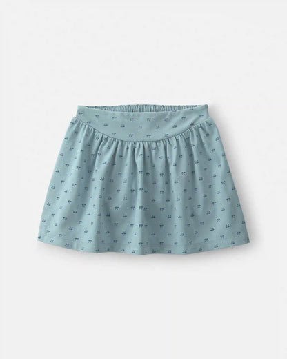 Girls Bow Cotton Skort - Blue