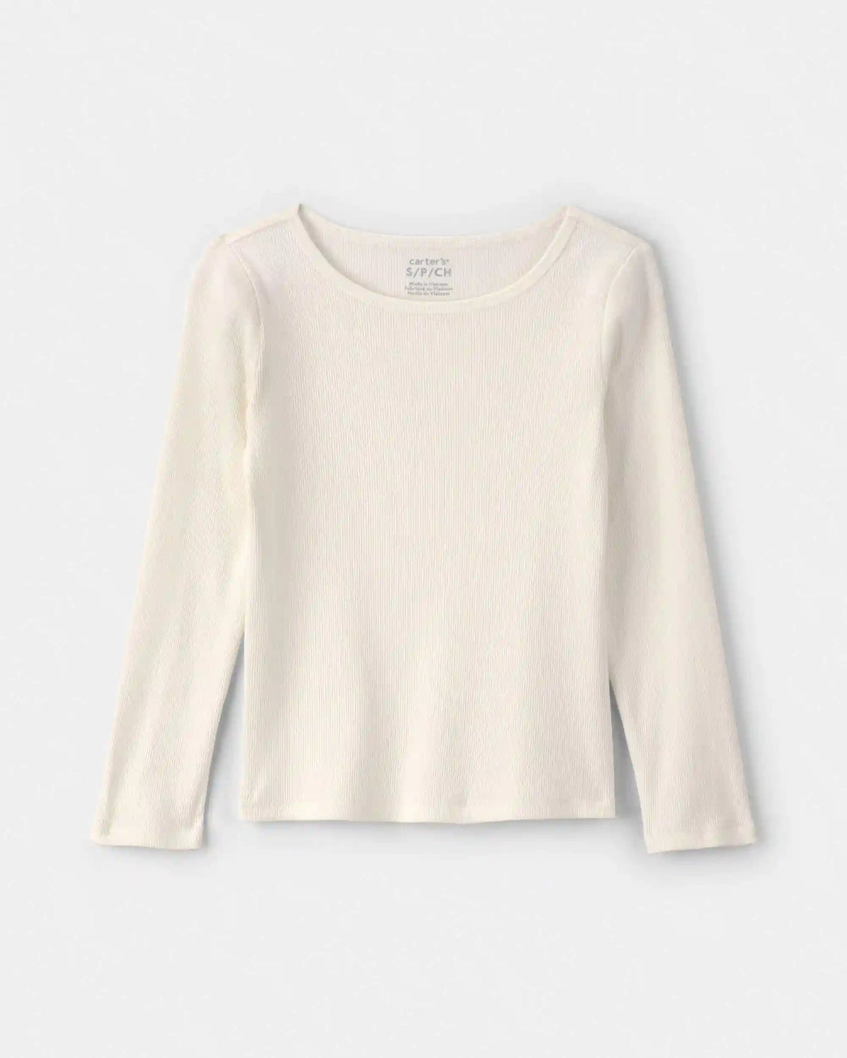Girls Long-Sleeve Ribbed Top - Cream