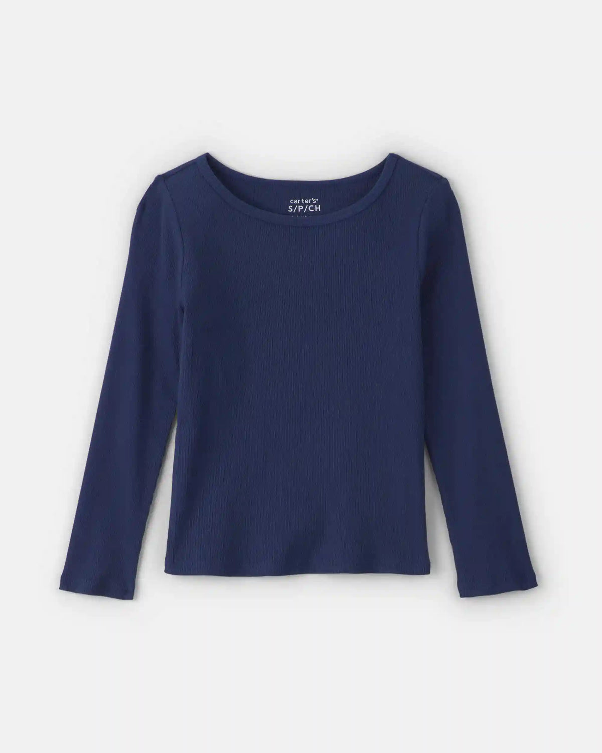 Girls Long-Sleeve Ribbed Top - Navy Blue