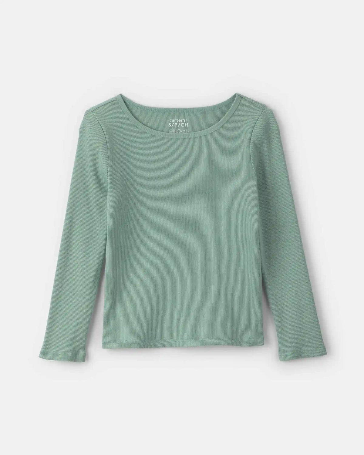 Girls Long-Sleeve Ribbed Top - Green