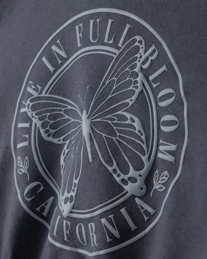 Girls 'Butterfly' Fleece Zip-Up Hoodie - Navy Blue