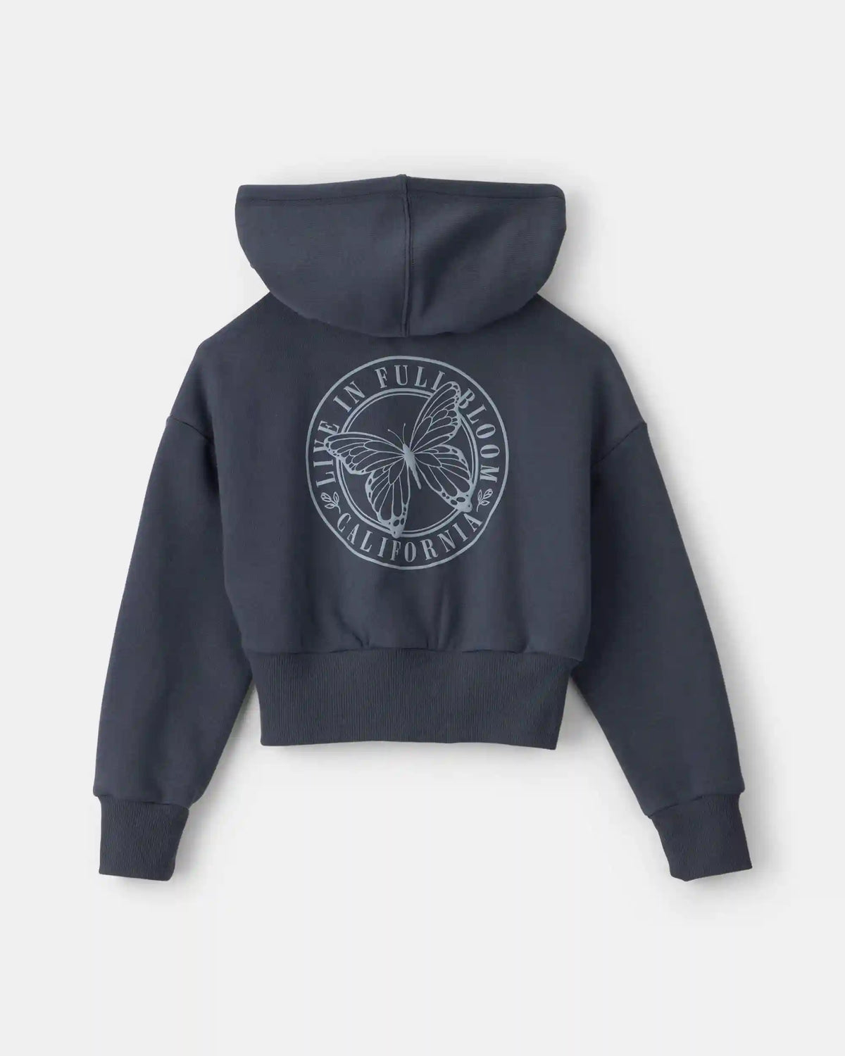 Girls 'Butterfly' Fleece Zip-Up Hoodie - Navy Blue