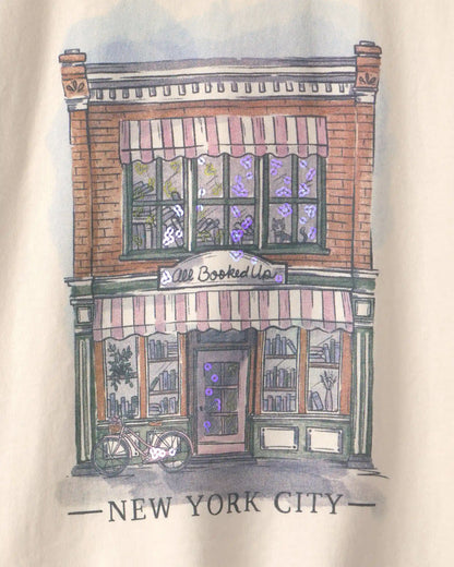 Girls 'New York City' Graphic Tee - Cream