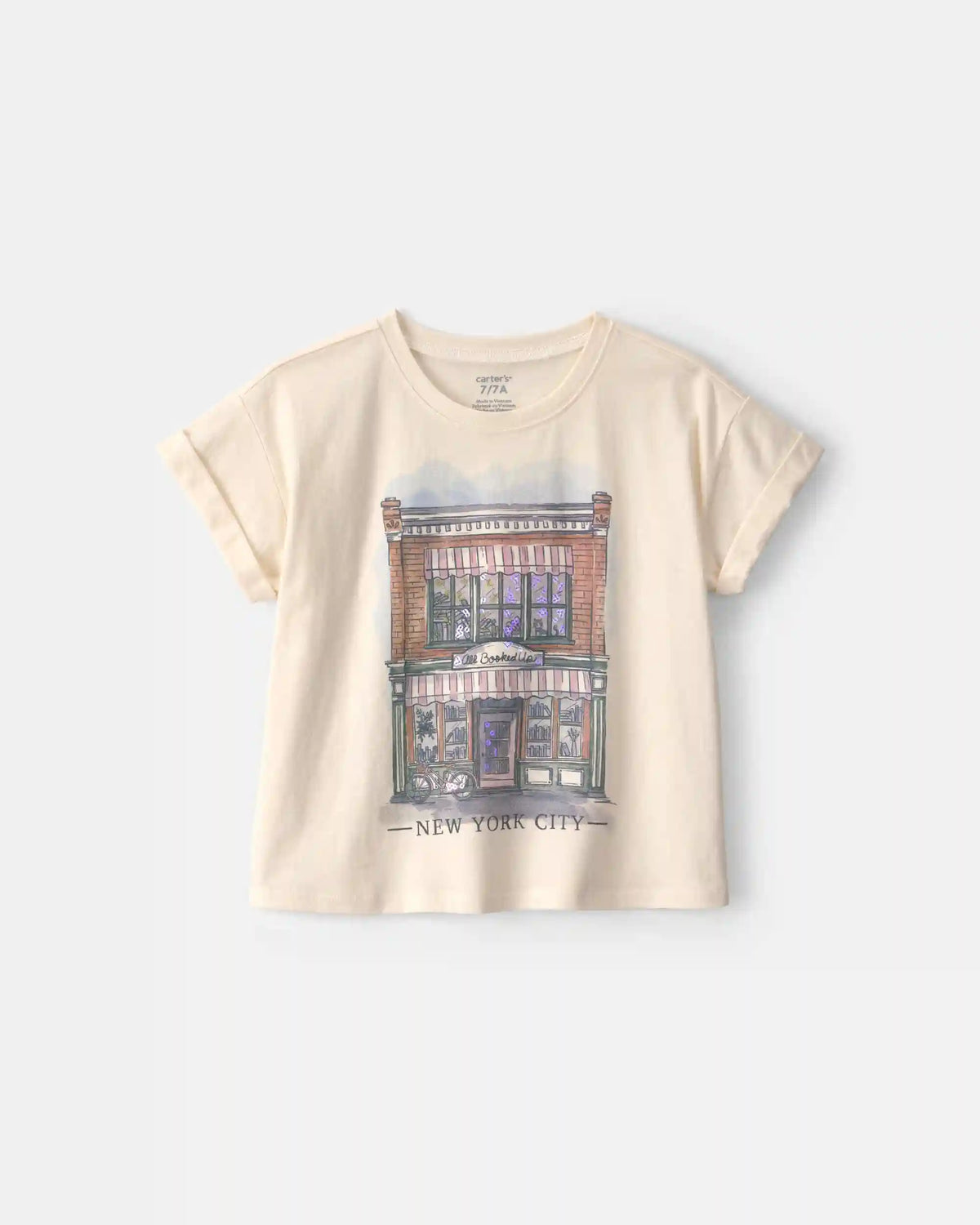 Girls 'New York City' Graphic Tee - Cream