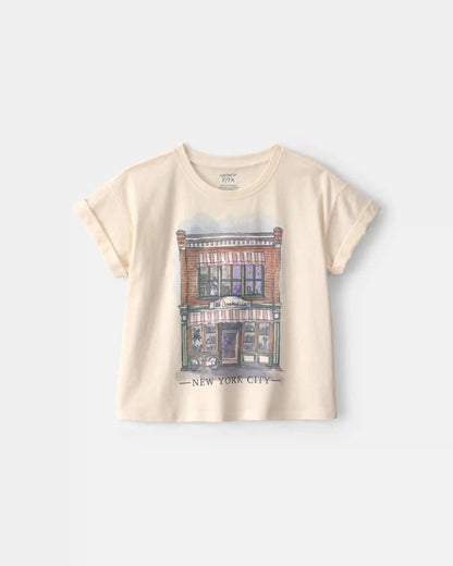 Girls 'New York City' Graphic Tee - Cream