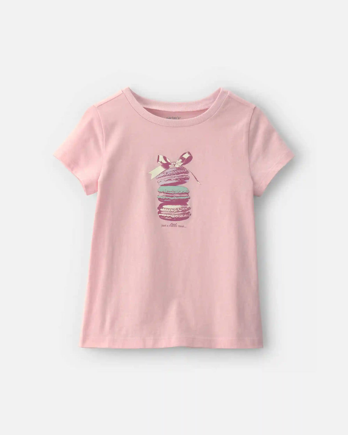 Girls Macaron Bow Graphic Tee - Pink