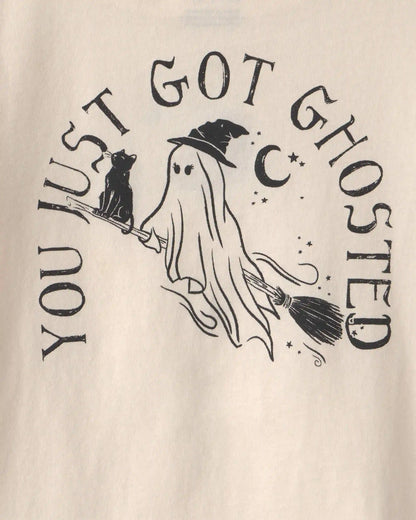 Girls 'Ghosted' Halloween Long-Sleeve Graphic Tee - Cream