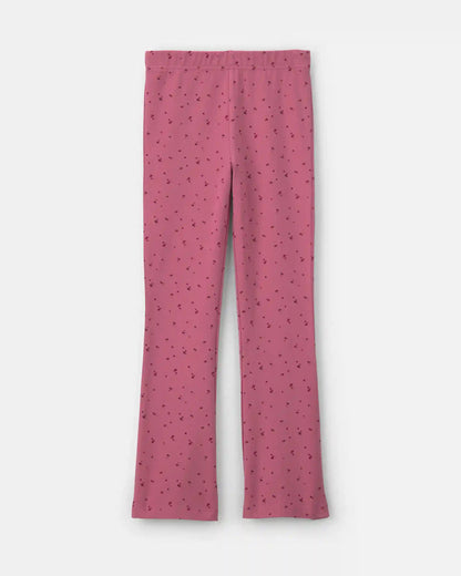 Girls Heart Cotton Pull-On Stretch Flare Leggings - Pink
