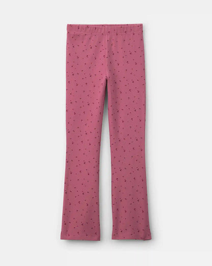 Girls Heart Cotton Pull-On Stretch Flare Leggings - Pink