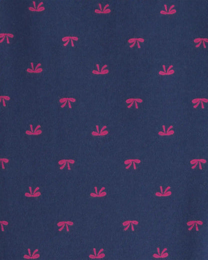 Girls Bow Cotton Pull-On Stretch Leggings - Navy Blue