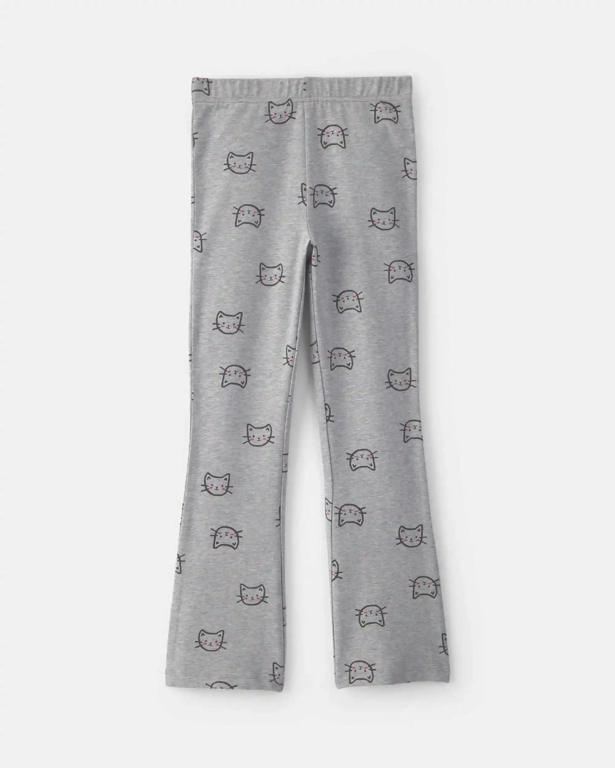 Girls Cat Cotton Pull-On Stretch Leggings - Grey