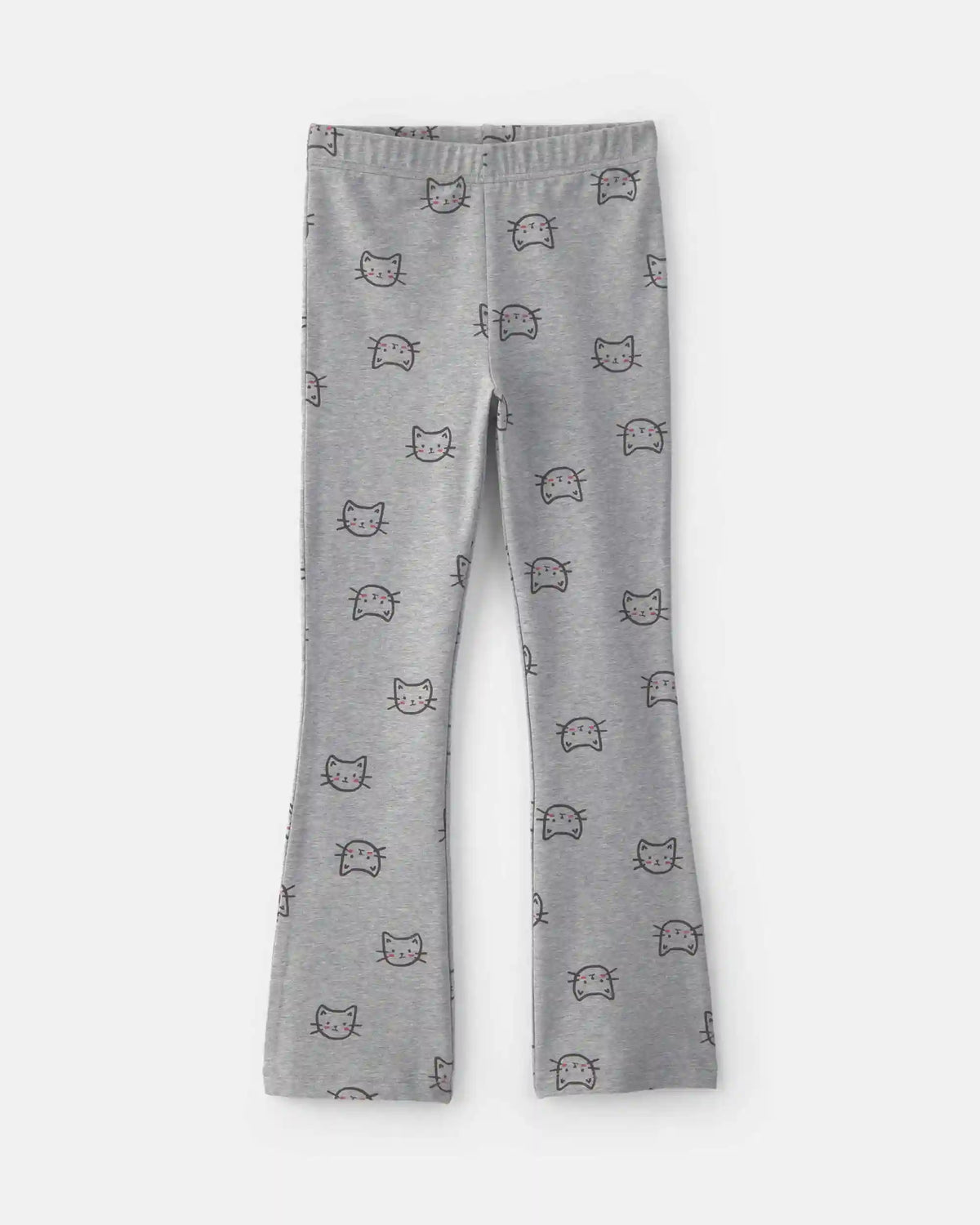 Girls Cat Cotton Pull-On Stretch Leggings - Grey