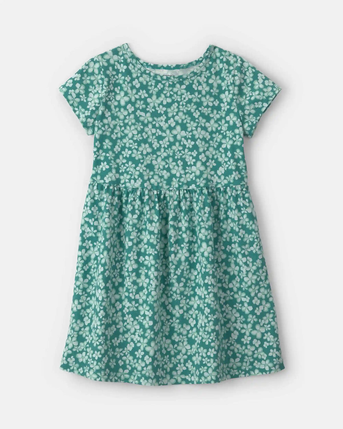 Girls Floral Short-Sleeve Dress - Green