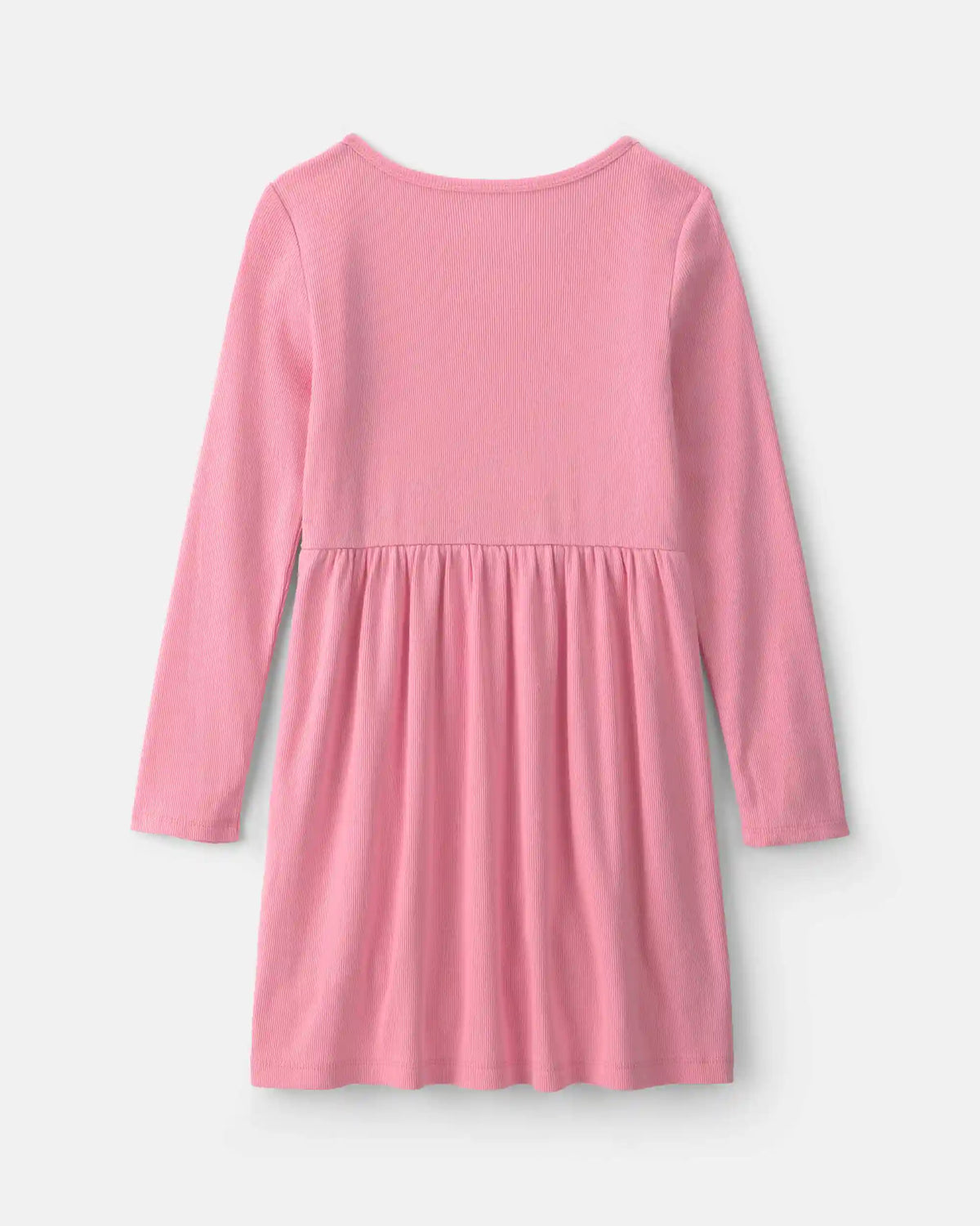 Girls Rib Long-Sleeve Dress - Pink