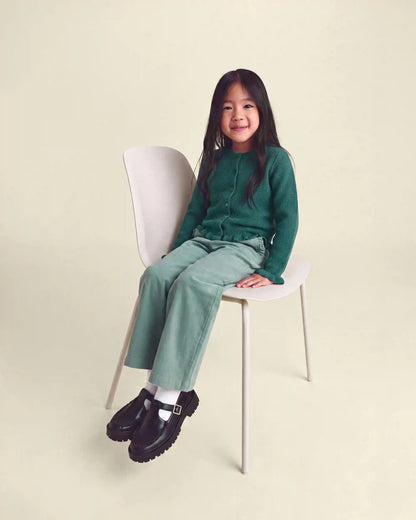 Girls Corduroy Wide-Leg Pants - Green