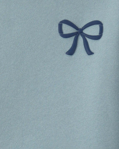 Girls 2-Piece Bow Fleece Pullover & Pant Set - Blue