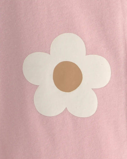 Girls 2-Piece Floral Teddy Fleece Layering Set - Pink