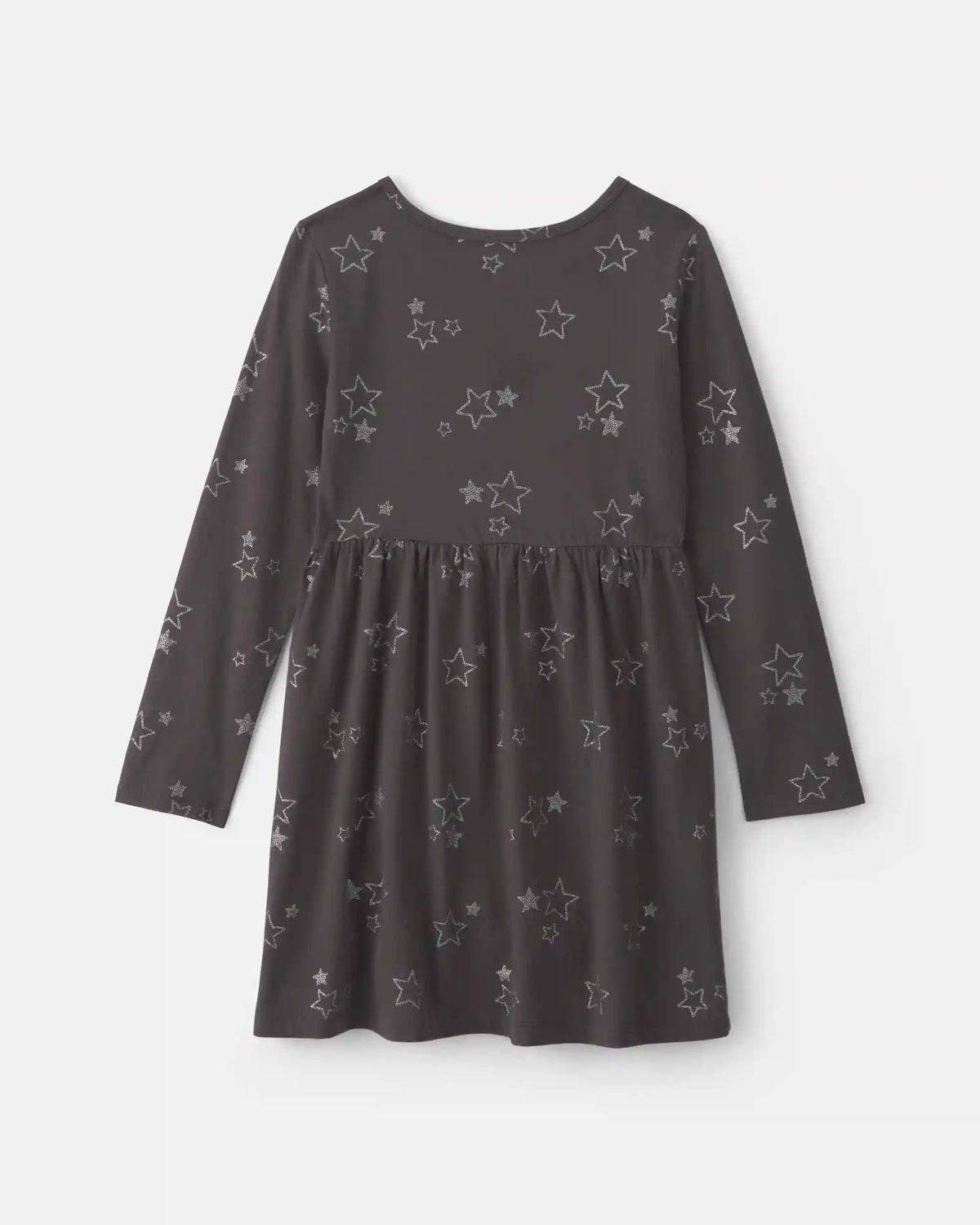 Girls Stars Long-Sleeve Dress - Grey