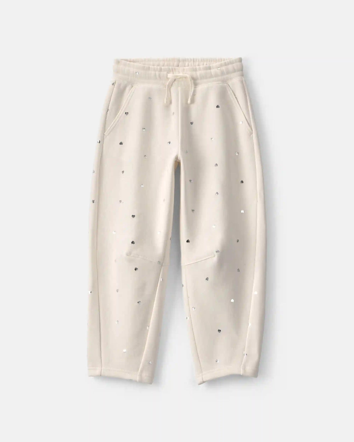Girls Heart Fleece Barrel Pants - Cream